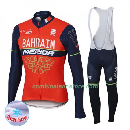 Maillot Cyclisme Hiver + Collant à Bretelles 2017 Bahrain Merida N001